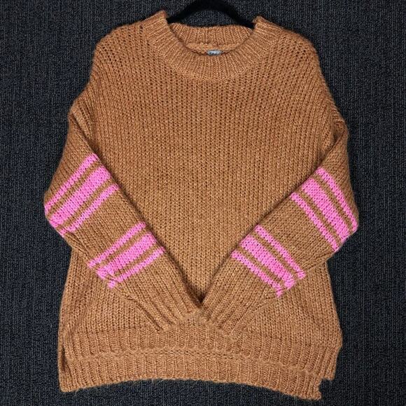 Aerie Mohari Oversized Sweater Brown & Pink Wool Blend Size Small S - Picture 2 of 6